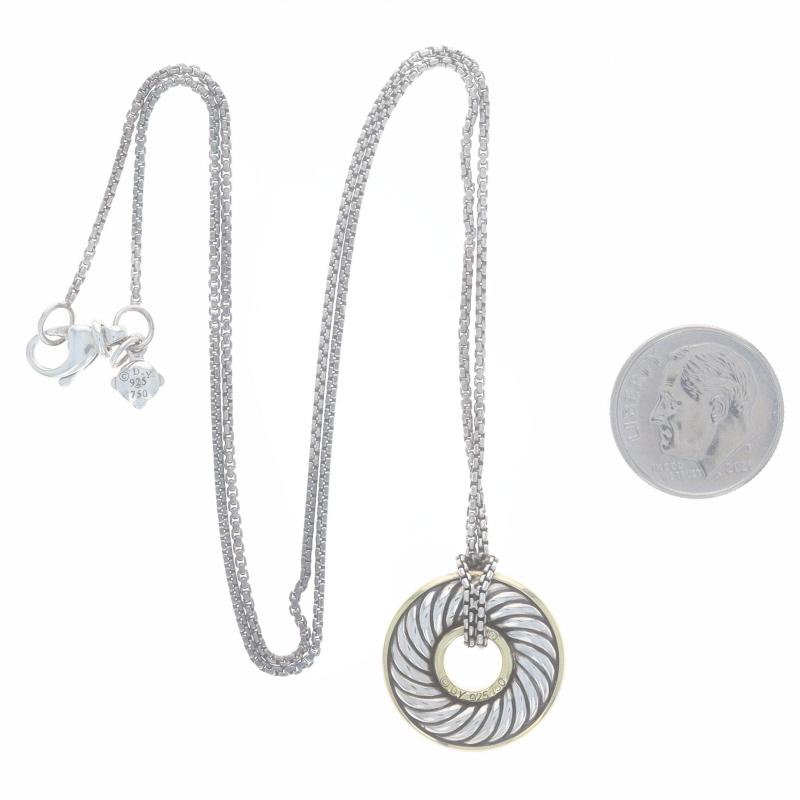 Women's David Yurman Carved Cable Disc Charm Necklace 17 3/4