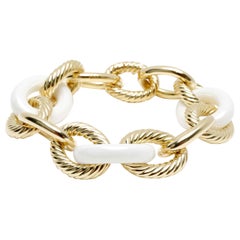 David Yurman Ceramic Extra Large Oval Link Chain Bracelet in 18K Yellow Gold