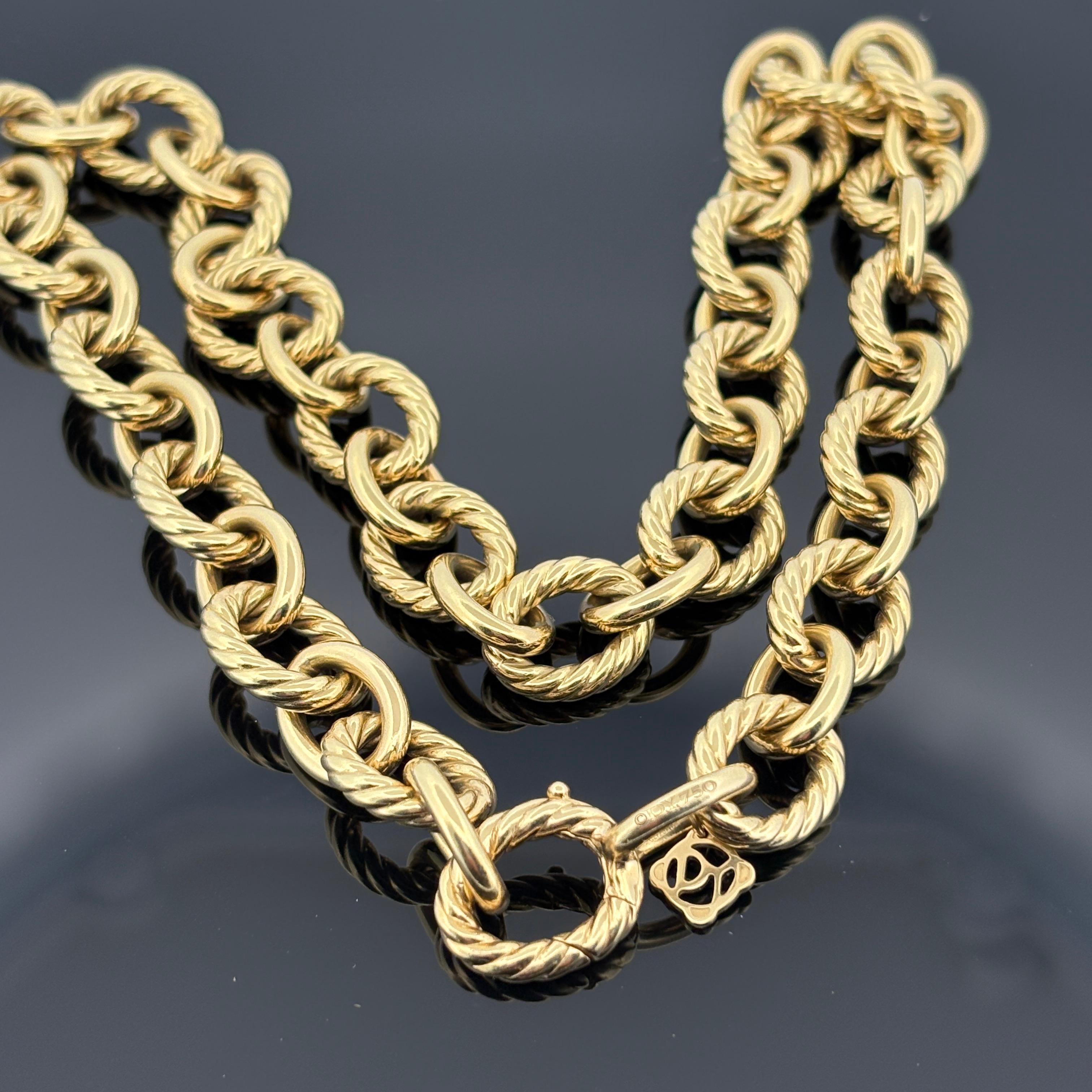 David Yurman Chain Collection Oval Link Cable Necklace 18k Yellow Gold im Zustand „Gut“ im Angebot in Orlando, FL