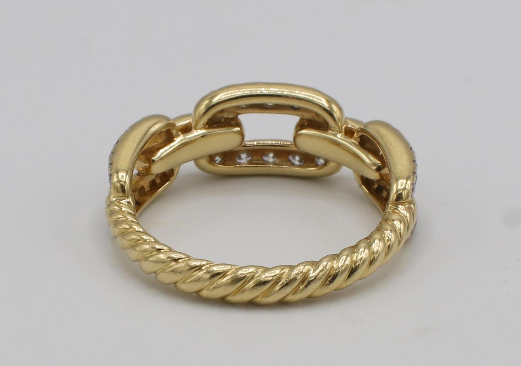 David Yurman Kette Link 18K Gelbgold Pavé Naturdiamant Ring  (Moderne) im Angebot