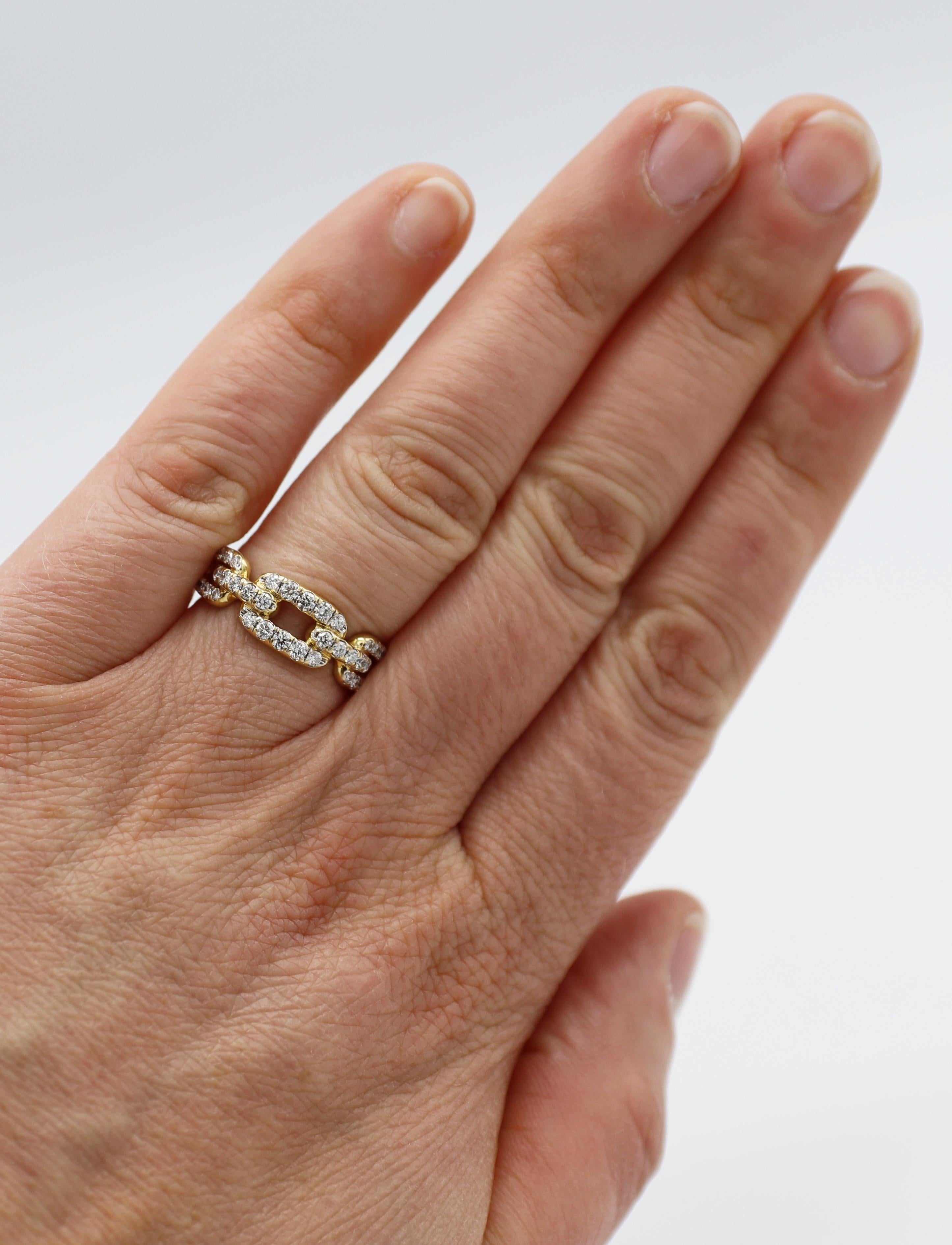 David Yurman Kette Link 18K Gelbgold Pavé Naturdiamant Ring  im Zustand „Hervorragend“ im Angebot in  Baltimore, MD