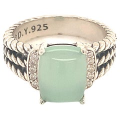 David Yurman Estate Chalcedony Diamond Ring Sterling Silver 4.8 Grams