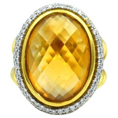 Used David Yurman - Champagne topaz and diamond gold cocktail ring