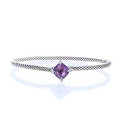 David Yurman Chatelaine Amethyst Diamant Armreif Armband 6 3/4" Sterling Silber