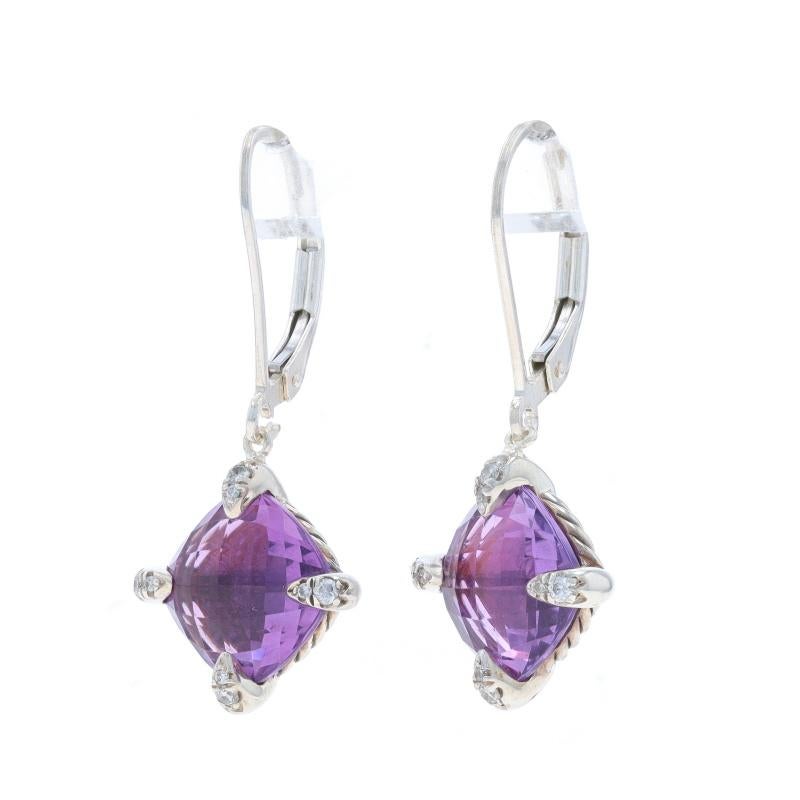 David Yurman Chatelaine Amethyst Diamant Ohrringe 925 Kissen Schachbrettmuster (Kissenschliff) im Angebot