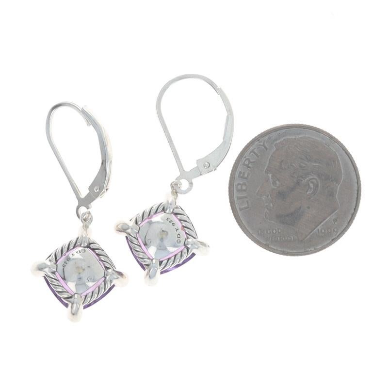 David Yurman Chatelaine Amethyst Diamant Ohrringe 925 Kissen Schachbrettmuster im Zustand „Hervorragend“ im Angebot in Greensboro, NC