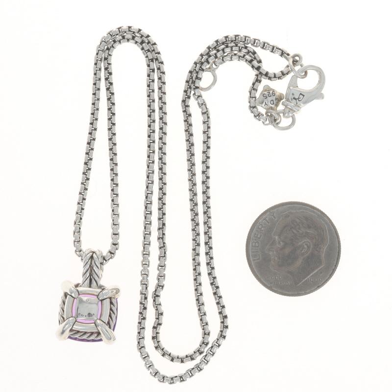 David Yurman Chatelaine Amethyst Diamond Pendant Necklace 925 5.15ctw In Excellent Condition For Sale In Greensboro, NC