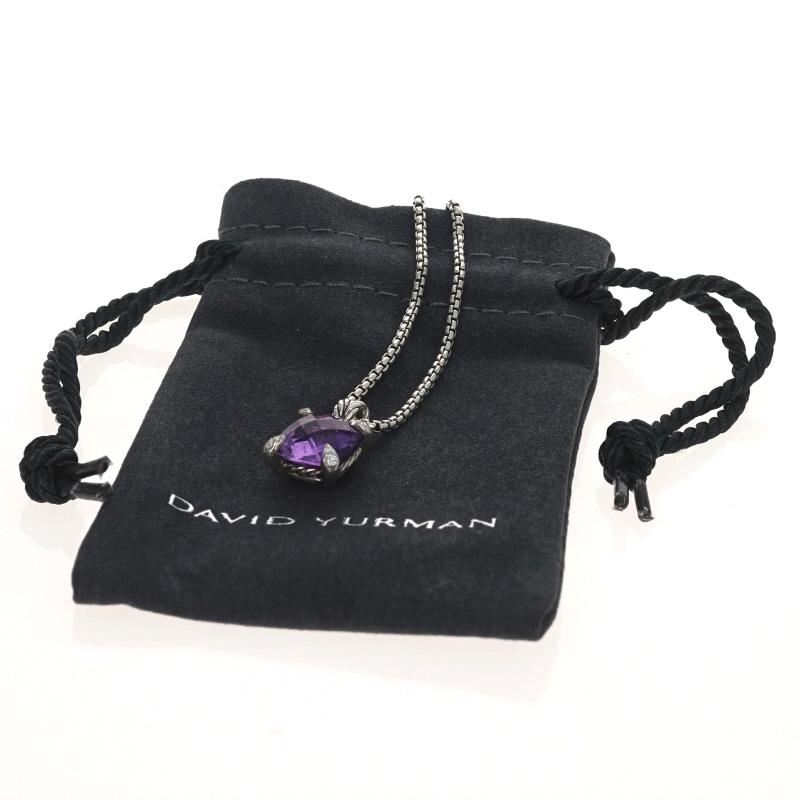 David Yurman Chatelaine Amethyst Diamond Pendant Necklace 925 5.15ctw For Sale 1