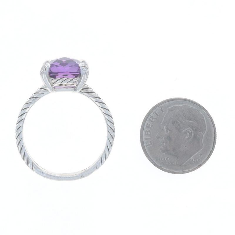 Donna David Yurman Anello solitario con ametista e diamante A. Silver 925 in vendita