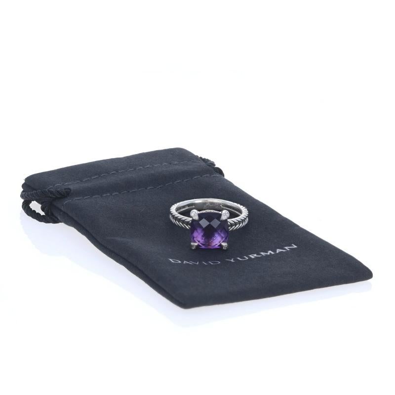 David Yurman Anello solitario con ametista e diamante A. Silver 925 in vendita 2