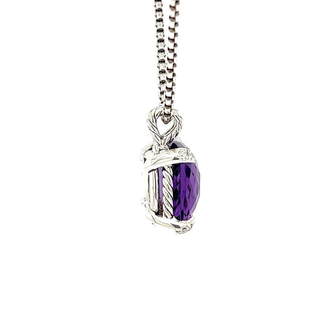 Taglio cuscino David Yurman Collana con ciondolo Chatelaine di ametista in vendita