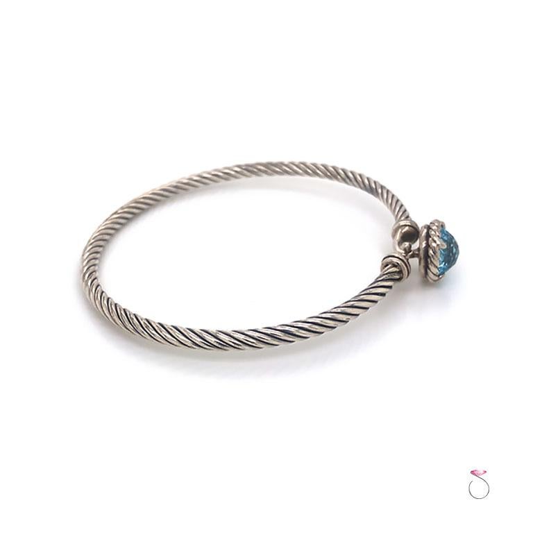 Renaissance Revival David Yurman Chatelaine Cable Bracelet with Blue Topaz in Sterling Silver