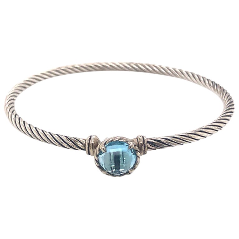 David Yurman Chatelaine Kabelarmband mit blauem Topas aus Sterlingsilber