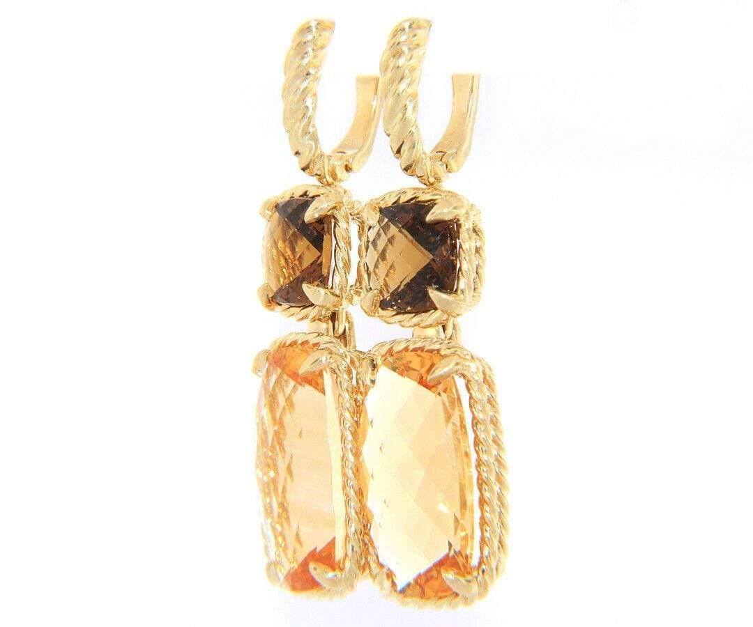 David Yurman Chatelaine Citrine Dangle Earrings in 18K Yellow Gold In Excellent Condition For Sale In Vienna, VA