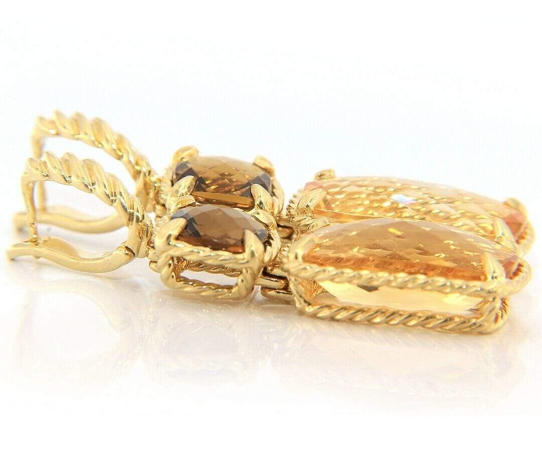 Women's David Yurman Chatelaine Citrine Dangle Earrings in 18K Yellow Gold For Sale