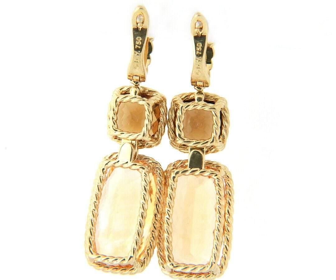 David Yurman Chatelaine Citrine Dangle Earrings in 18K Yellow Gold For Sale 2