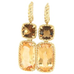David Yurman Chatelaine Citrine Dangle Earrings in 18K Yellow Gold