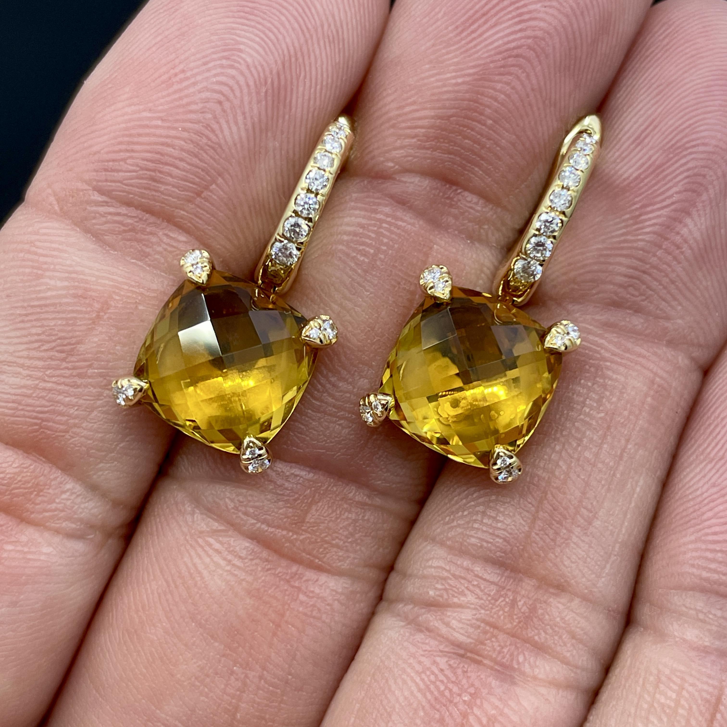 David Yurman Chatelaine Drop Earrings in Citrine & Diamond 18k Yellow Gold For Sale 2