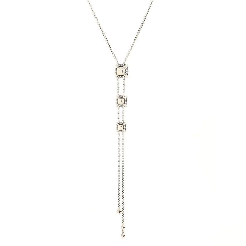David Yurman Chatelaine Lariat Necklace Sterling Silver with Onyx and Diamonds In Good Condition In New York, NY
