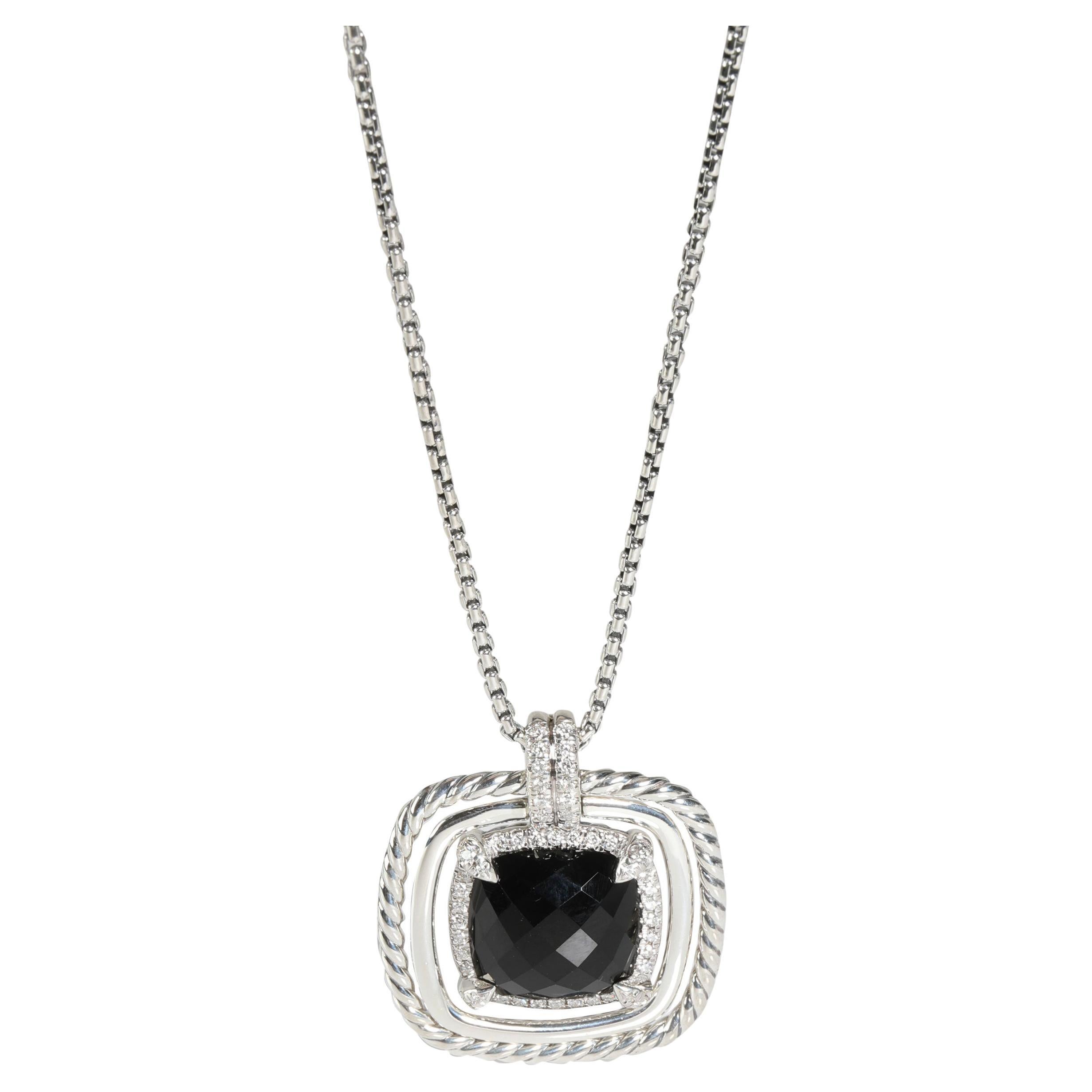 David Yurman Chatelaine Onyx Diamond Pendant in Sterling Silver 0.46 CTW