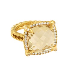 David Yurman Chatelaine Pave Bezel Ring with Champagne Citrine and Diamonds