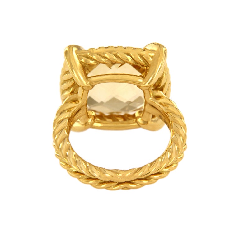 David Yurman Chatelaine Pave Bezel Ring with Champagne Citrine and