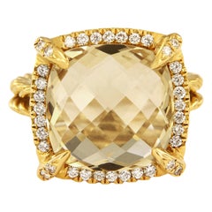 David Yurman Chatelaine Pave Bezel Ring with Champagne Citrine and Diamonds