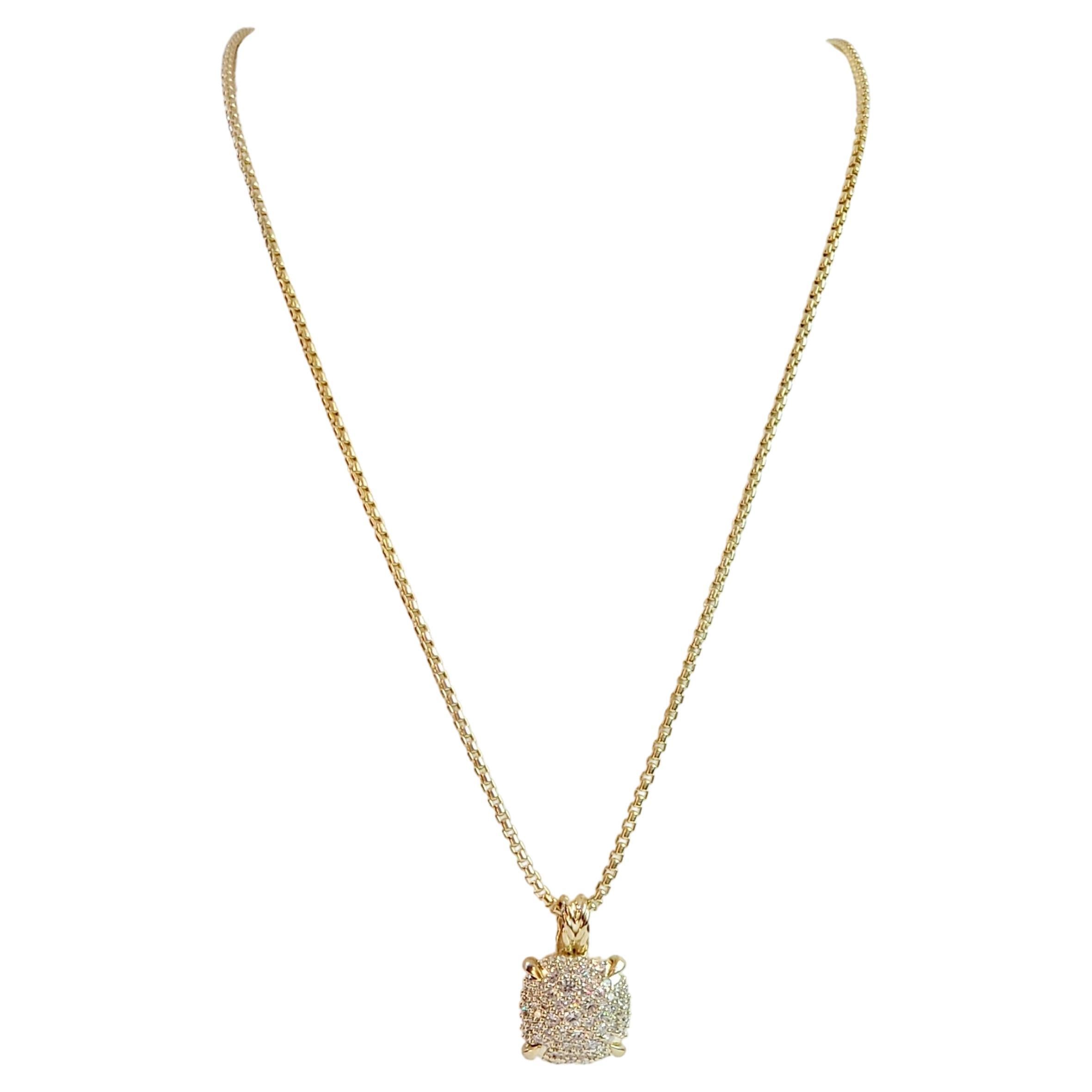 Round Cut David Yurman  Chatelaine Pendant Necklace in 18K yellow Gold with diamonds For Sale