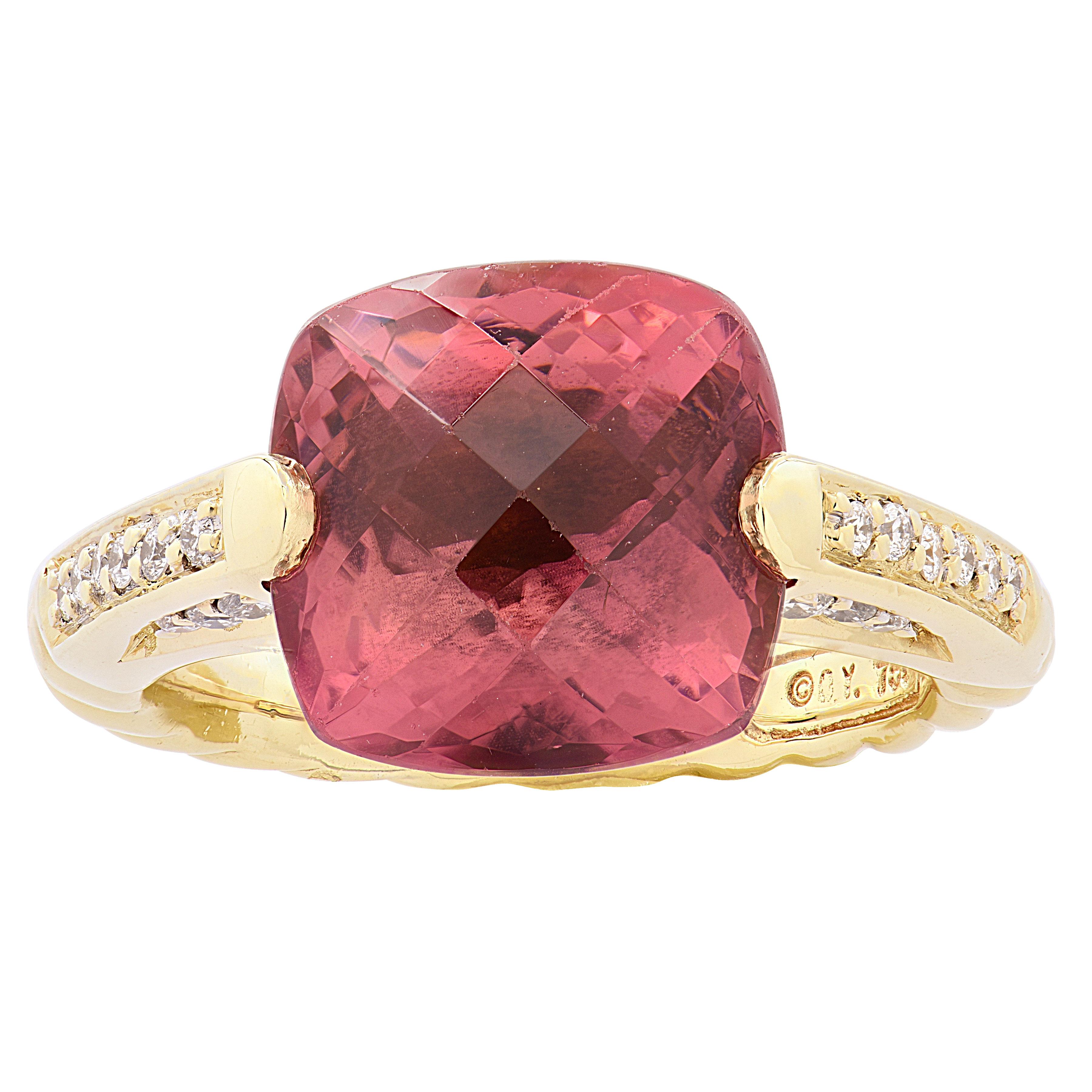 Donna David Yurman Chatelaine Pink Tourmaline & Diamond Ring in vendita
