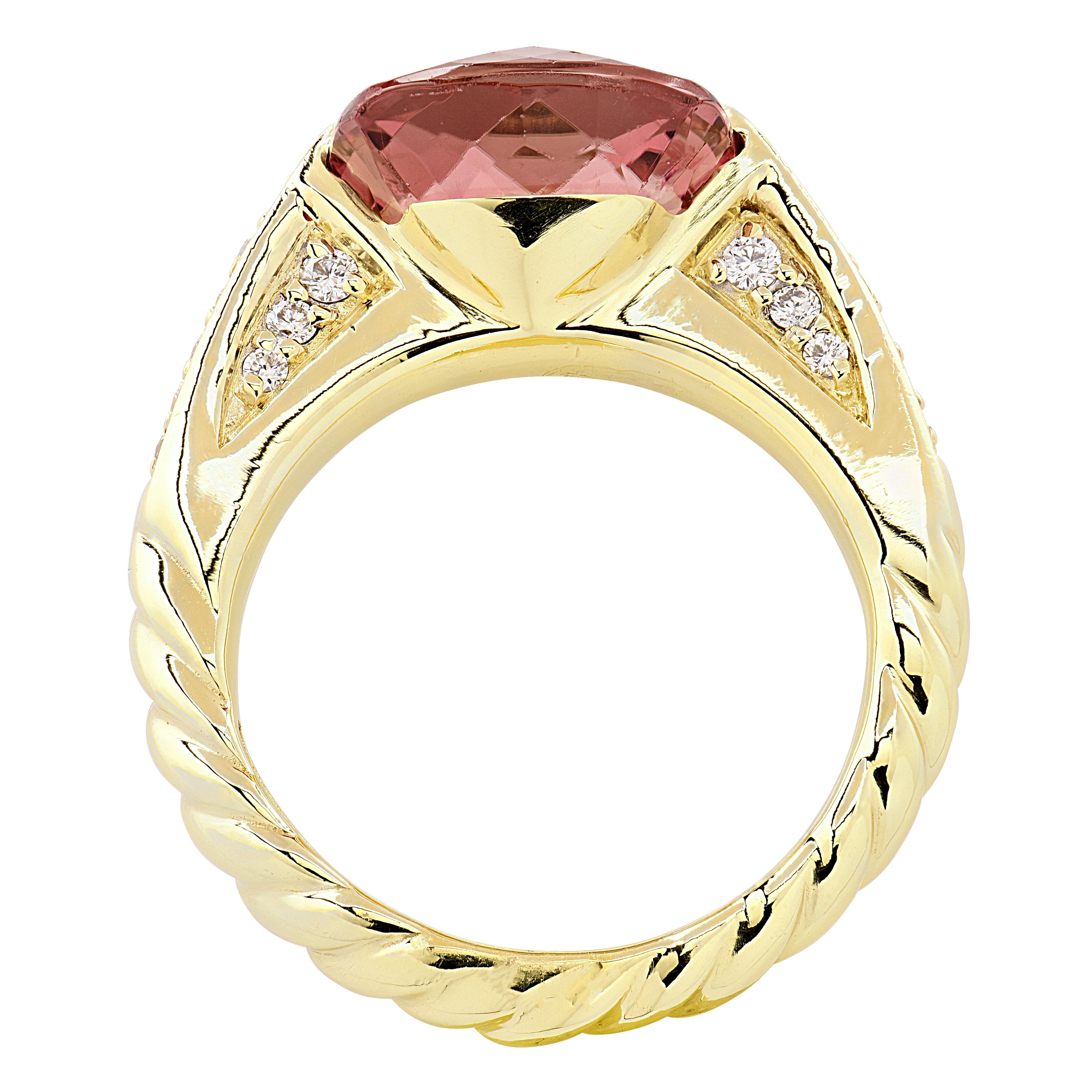 David Yurman Chatelaine Pink Tourmaline & Diamond Ring in vendita 1