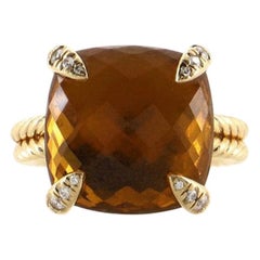 David Yurman Chatelaine Ring 18K Yellow Gold with Citrine and Diamonds