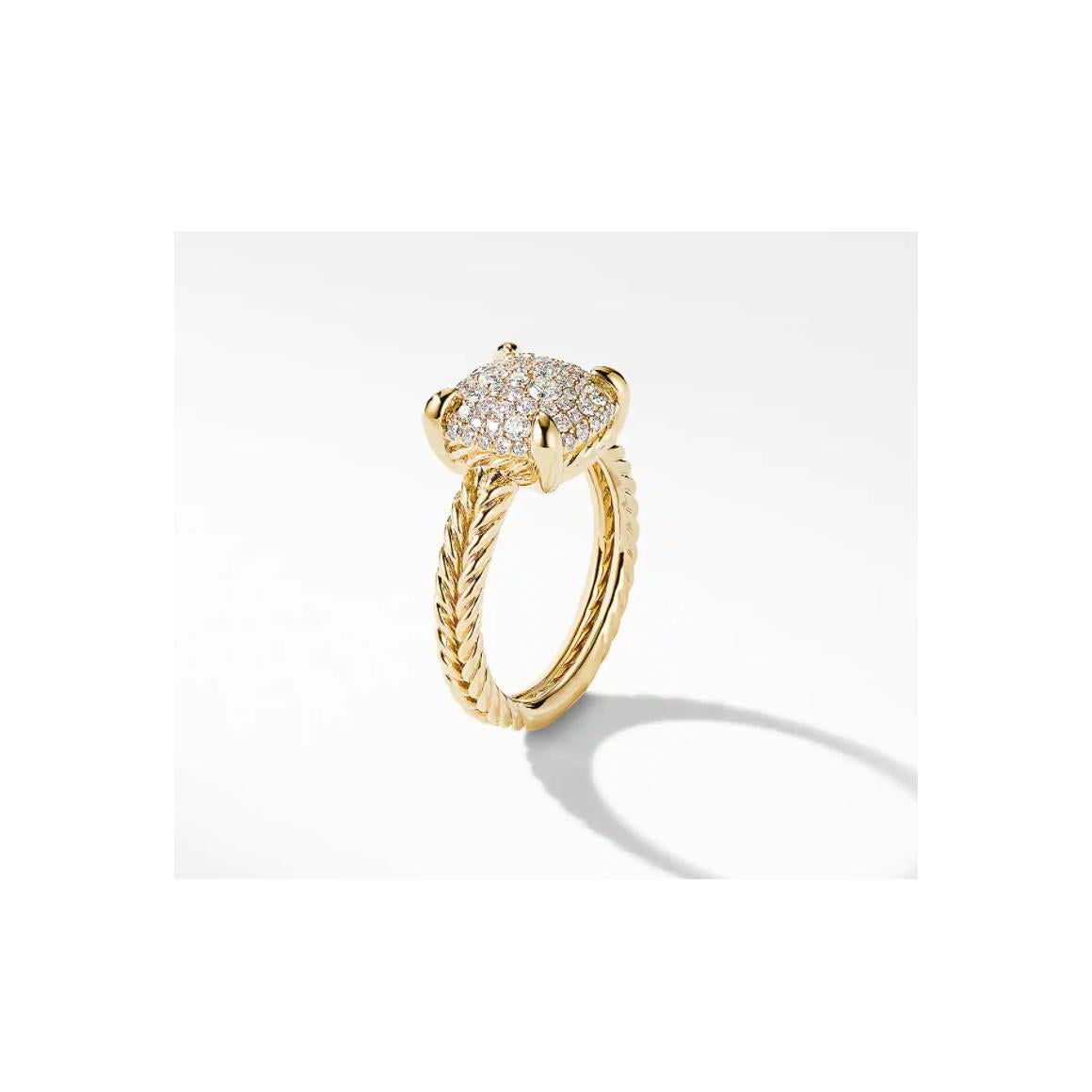 Round Cut David Yurman Chatelaine Ring in 18k Yellow Gold with Full Pavé Diamonds