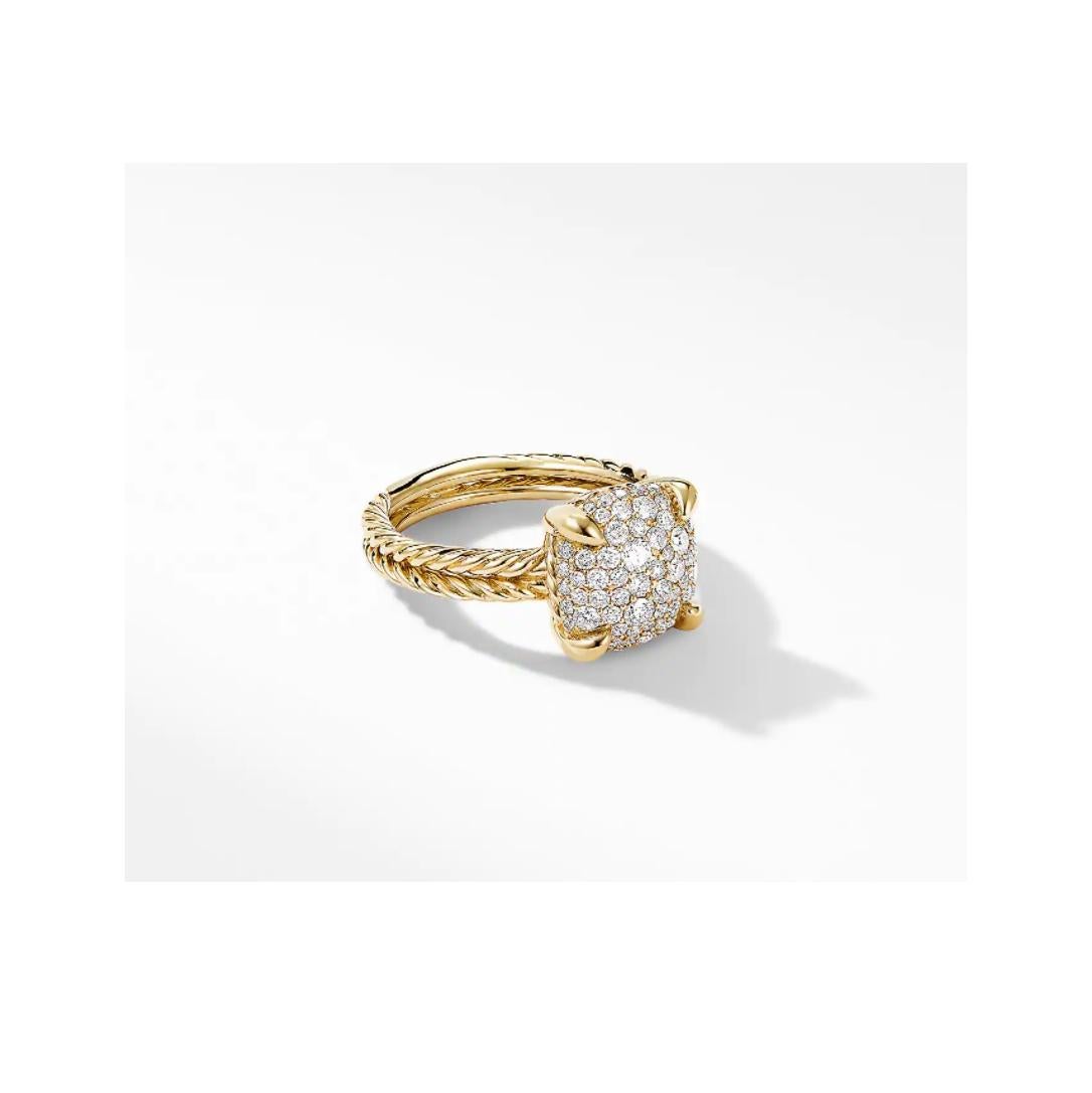 David Yurman Chatelaine Ring in 18k Yellow Gold with Full Pavé Diamonds In Excellent Condition In New York, NY