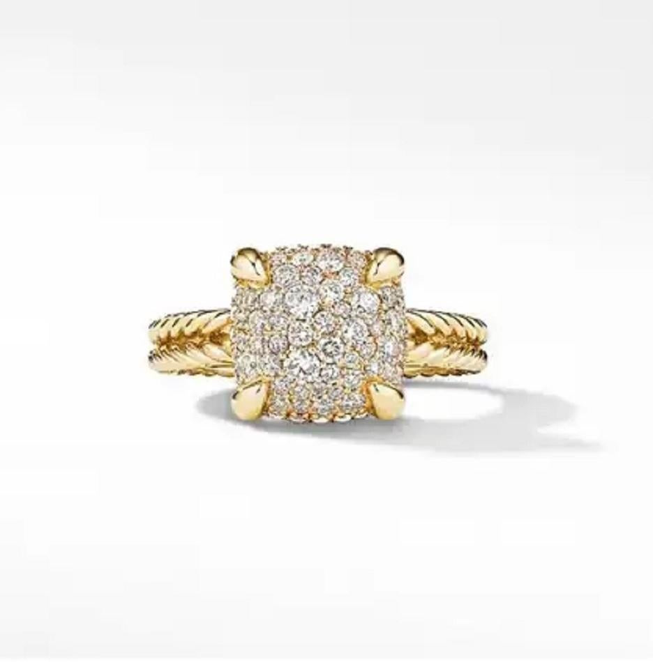 David Yurman Chatelaine Ring in 18k Yellow Gold with Full Pavé Diamonds In New Condition For Sale In New York, NY