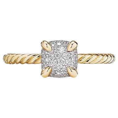 David Yurman Châtelaine Ring in 18K Yellow Gold with Full Pavé Diamonds For Sale