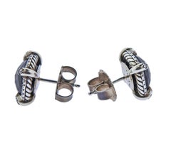 David Yurman Chatelaine Sterling Silver Diamond Onyx Earrings