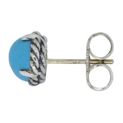 David Yurman Chatelaine Sterling Silver Round Turquoise Stud Earrings
