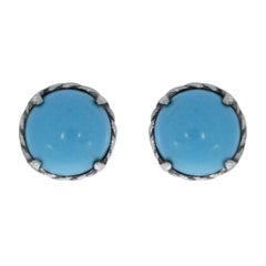 David Yurman Chatelaine Sterling Silver Round Turquoise Stud Earrings