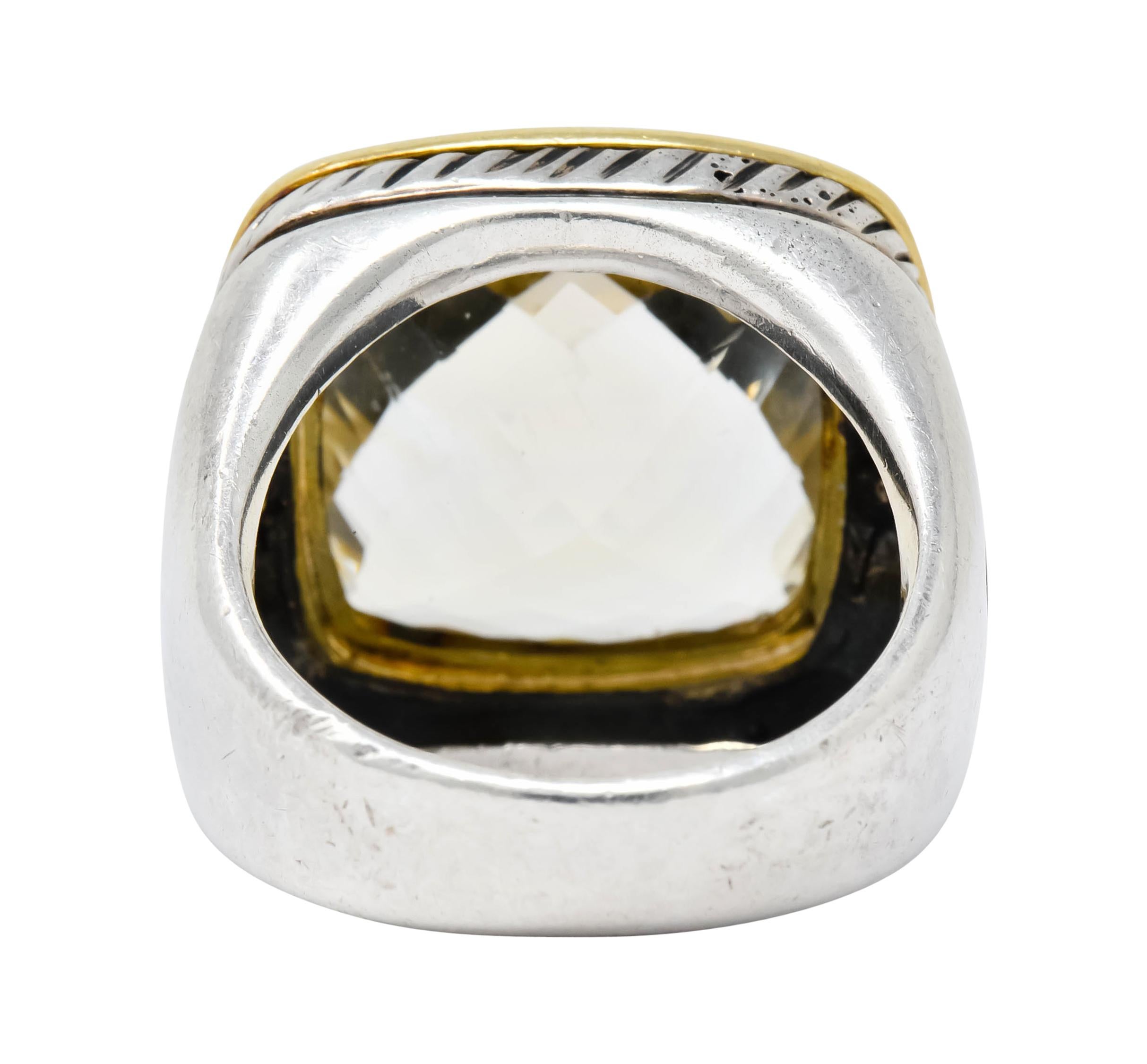 Contemporary David Yurman Checkerboard Quartz 18 Karat Gold Sterling Silver Albion Ring