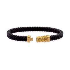 David Yurman Pulsera Chevron Caucho Negro y Oro Amarillo 18K - 6mm