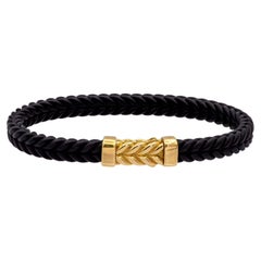 David Yurman Pulsera Chevron Caucho Negro y Oro Amarillo 18K - 6mm