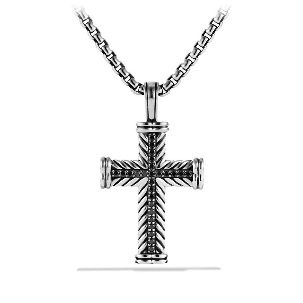 David Yurman Chevron Cross with Black Diamonds In New Condition For Sale In New York, NY