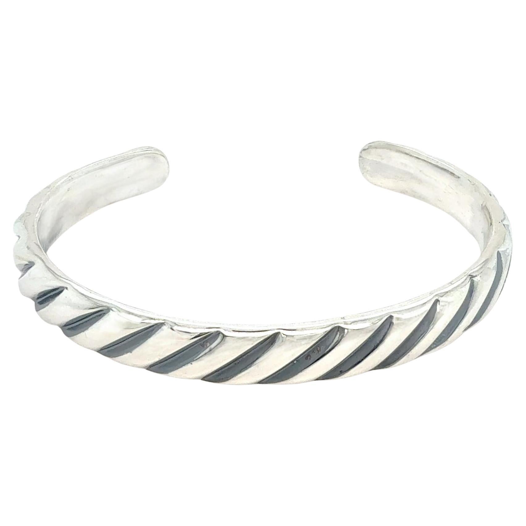 David Yurman Bracciale Chevron Taglia M Argento Estate