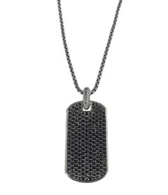 David Yurman Chevron Tag Black Diamond Pendant with DY Chain
