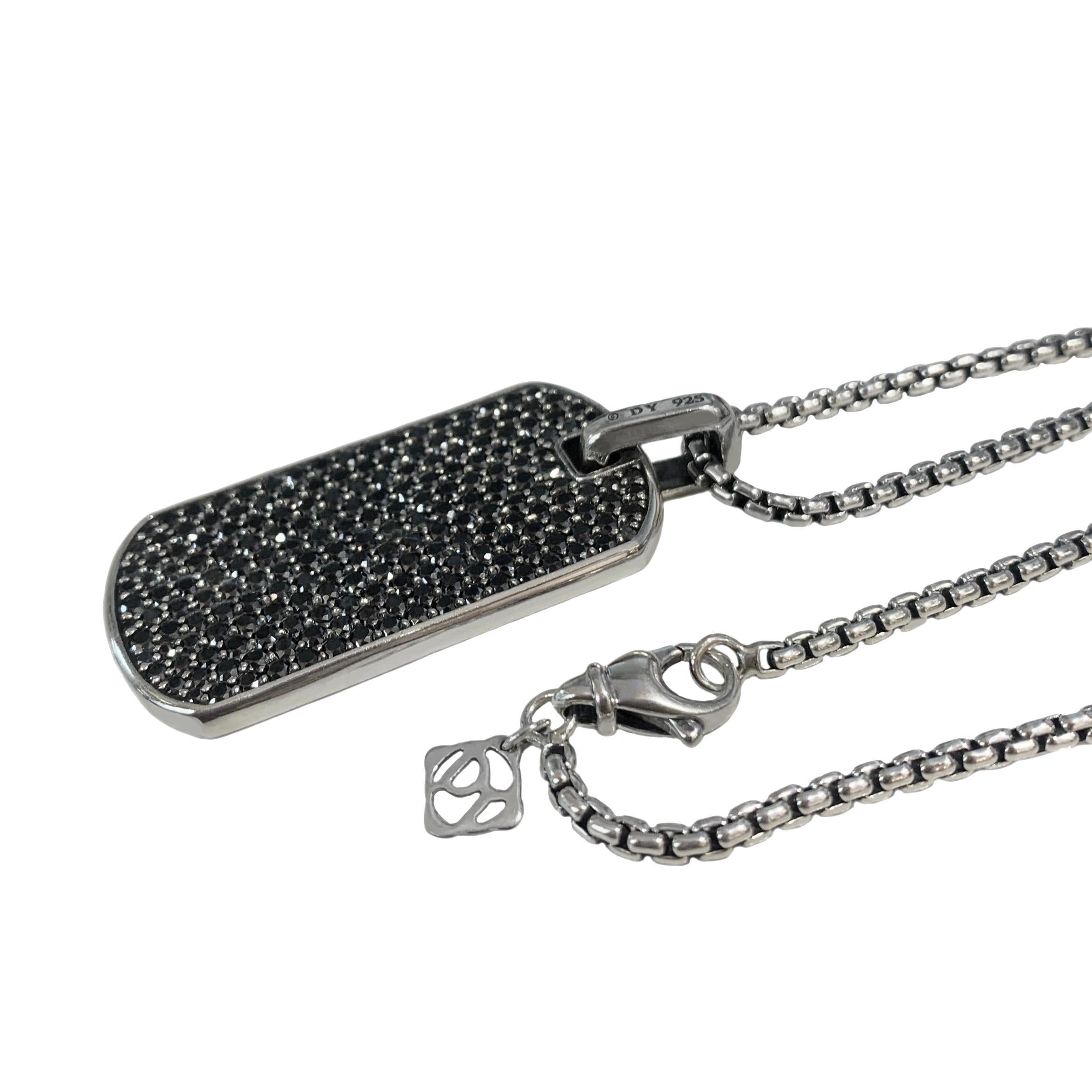 Uomo David Yurman Ciondolo con diamante nero e catenina DY con etichetta Chevron in vendita