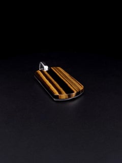 David Yurman Chevron Tag Sterling Silver with Tigers Eye 42mm