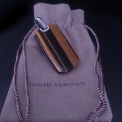 David Yurman Chevron Tag Sterling Silver with Tigers Eye 42mm
