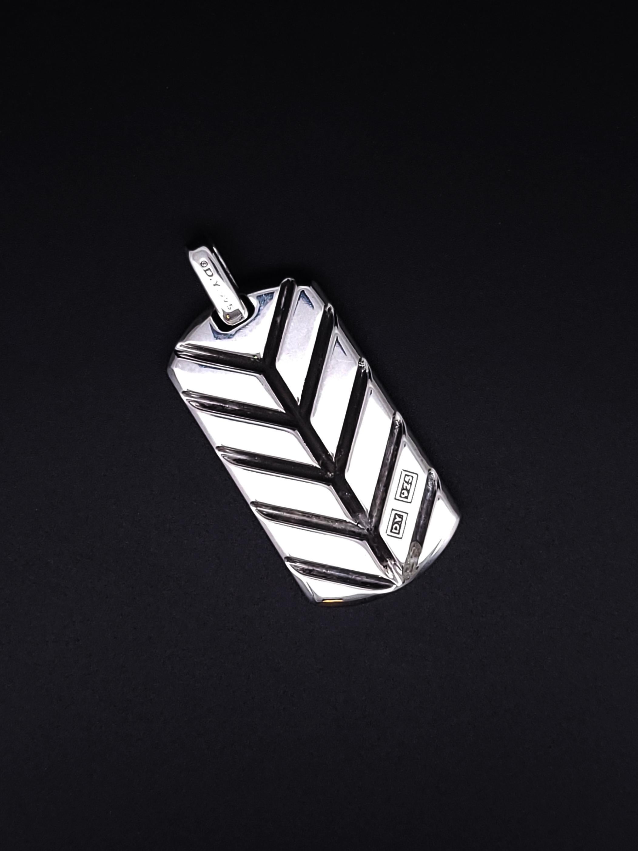 da uomo o donna David Yurman Tag Chevron in argento con occhio di tigre 42mm in vendita