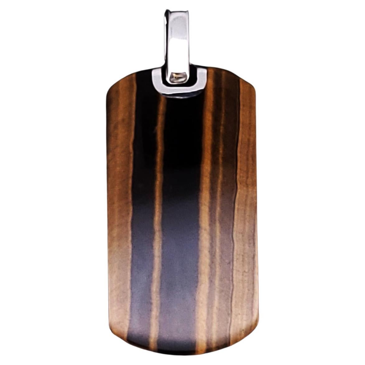 David Yurman Chevron Tag Sterling Silver with Tigers Eye 42mm