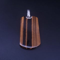 David Yurman Chevron Tag Sterling Silver with Tigers Eye 42mm